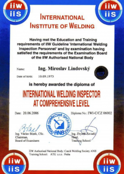 certifikátů CEWE, IWE/EWE, IWI-C a Std-101 APC​